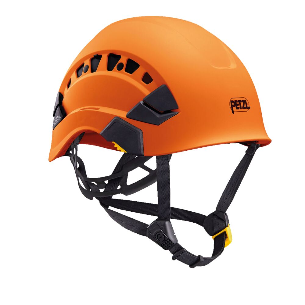 The VERTEX VENT helmet by Petzl comes in many different colours, like this orange version.