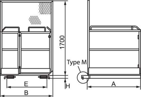 Fork Lift Basket: TK-510 fork placement measurements