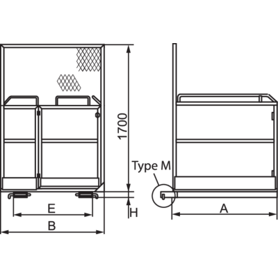 Fork Lift Basket: TK-510 fork placement measurements