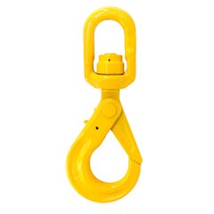 Eye self-locking hook with ball bearing swivel, grade 80