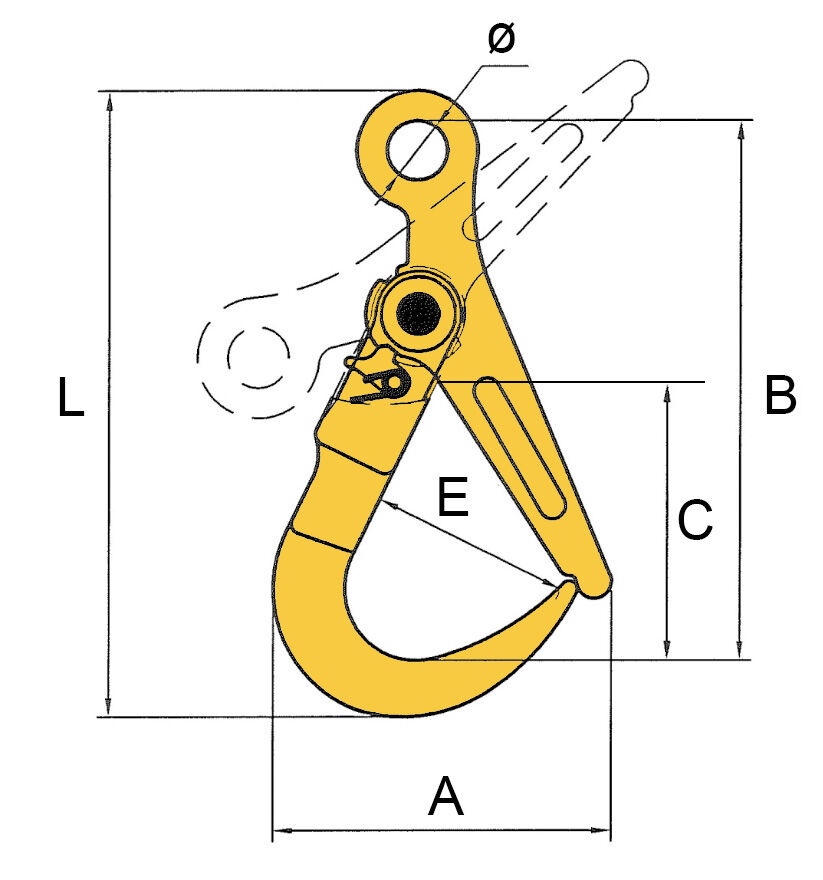 Super Lock Hook - Self locking hook drawing