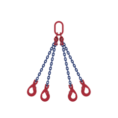 Four leg chain sling with SLC safety hooks