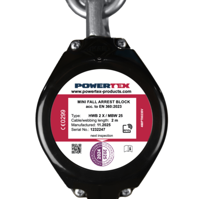 © CERTEX Danmark A/S Mazais kritiena bloķētājs ar tekstila siksnu - POWERTEX MBW25 | © CERTEX Danmark A/S