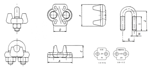 Quality POWERTEX Wire Rope Clip PCTB drawing