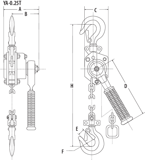 YA mini lever hoist drawing