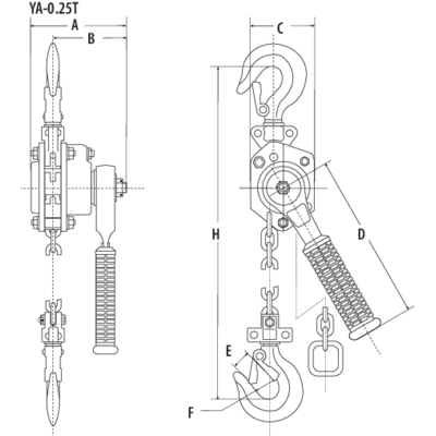 YA mini lever hoist drawing