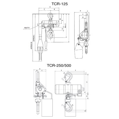 Pneimatiskā ķežu vinča Red Rooster TCR-125 / TCR-500
