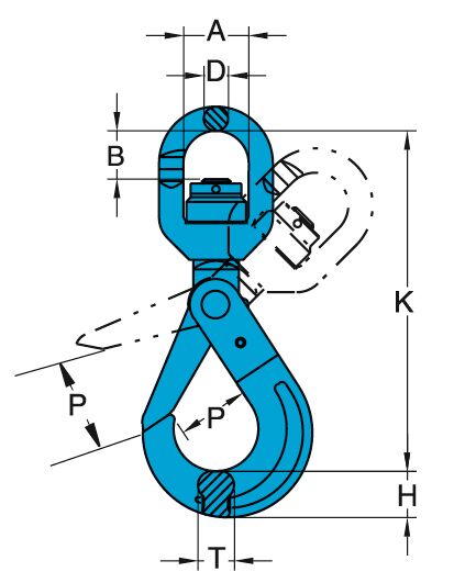 Yoke X-027N Swivel Self Locking Hook measurements