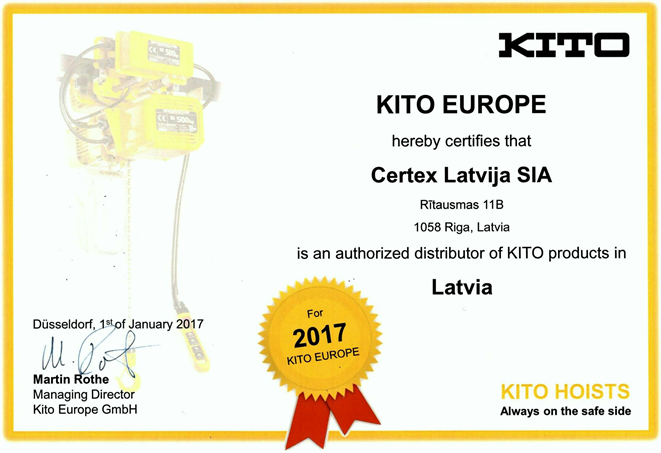 CERTEX oficiālais KITO izplatītājs