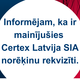 Izmaiņas norēķinu rekvizītos