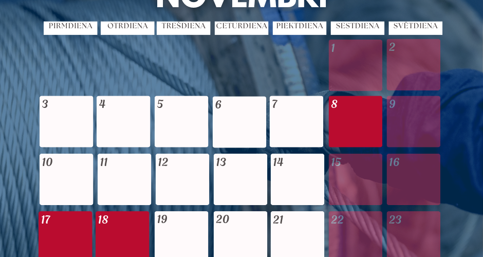 Darba laika izmaiņas Novembrī